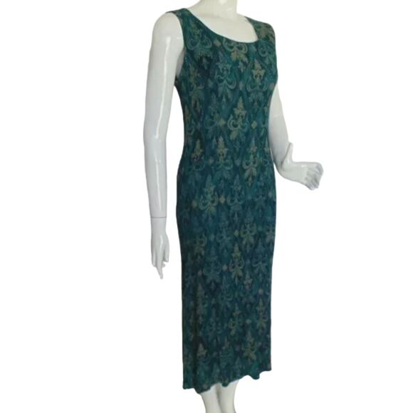 Karin Stevens Dress Set, 8, 2 pc, Cropped Jacket, Green/Tan Baroque print - Picture 6 of 15